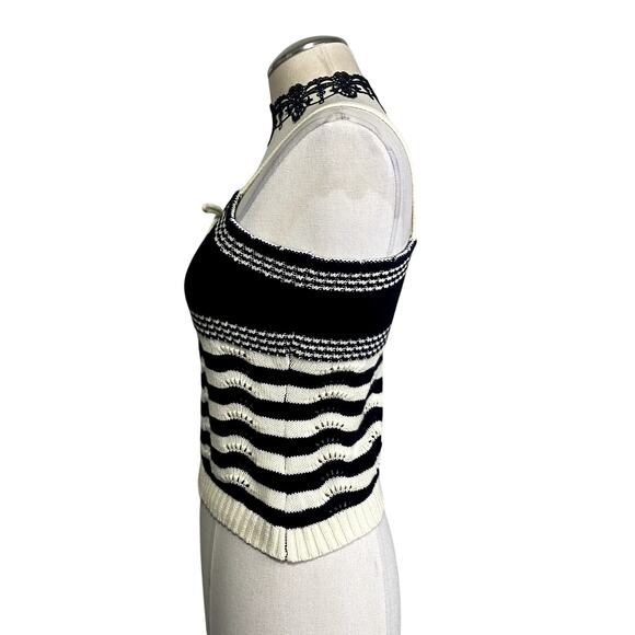 Adorable Knit Striped Coquette Gothic Emo Cropped Tank - Picture 7 of 11